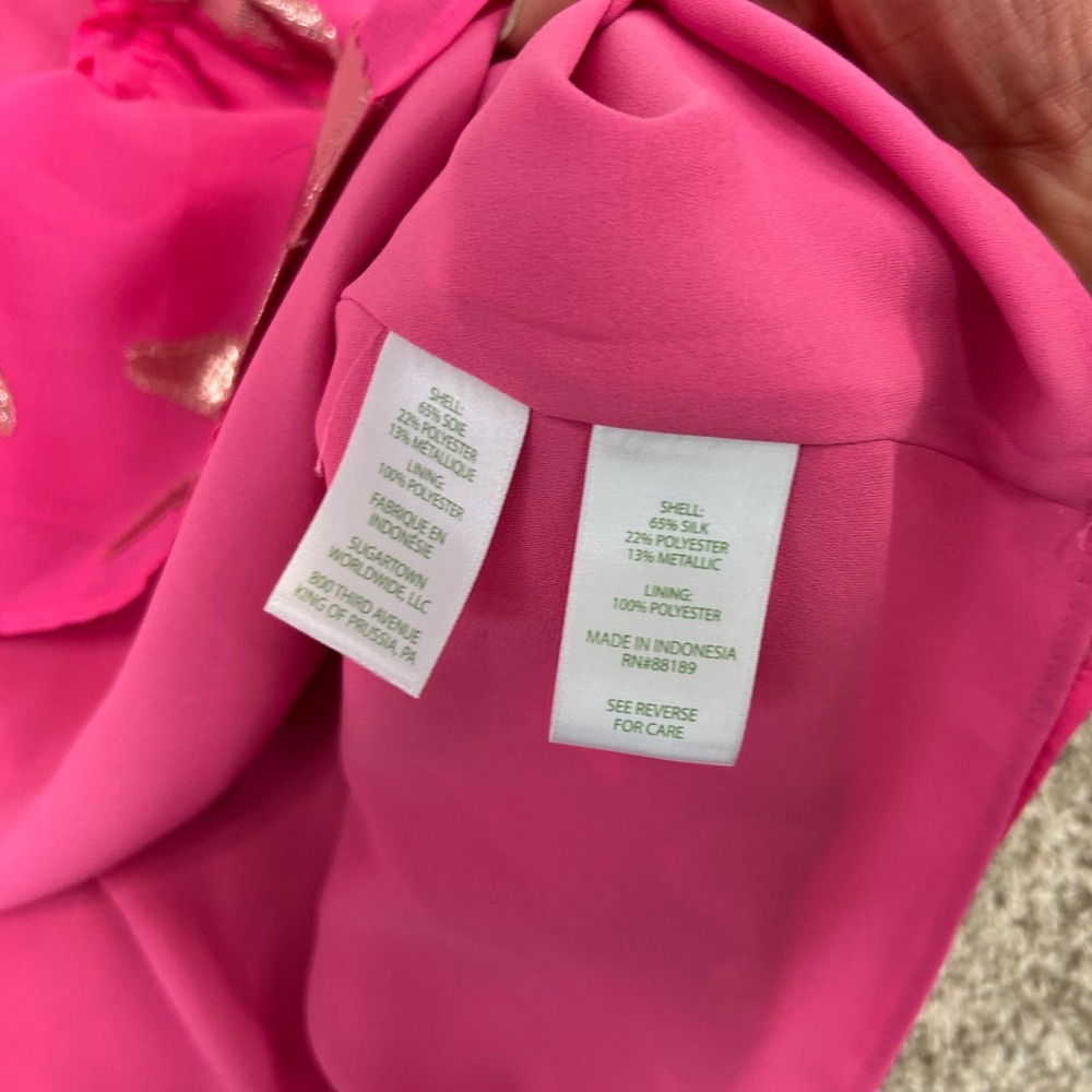NWT Lilly Pulitzer Sarahleigh One Shoulder Top‎ Roxie Pink Women Size Large Silk - Picture 8 of 9
